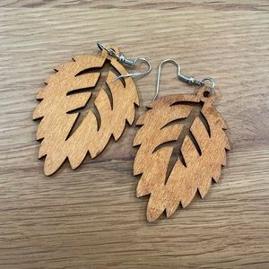 Wooden Leaf Earrings